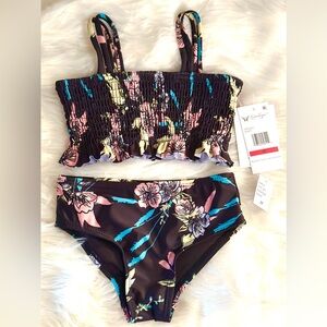 Jessica Simpson Floral Smocked Bikini Set
